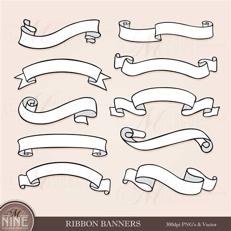 RIBBON BANNERS Clip Art / Banner Clipart Downloads / Banner Scrapbook ...