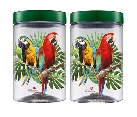 Kit 02 Pote Plástico Amazônia Tampa 1500ml Mantimento Cristal Porta