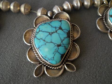 Native American Navajo Spiderweb Turquoise Sterling S Gem