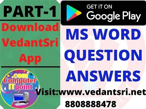 Ms Word Questions Answers Set 1