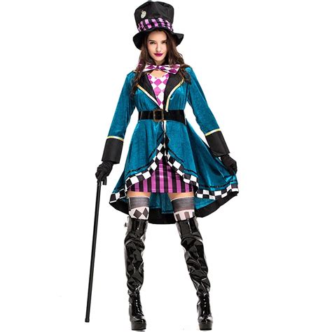 Best Alice In Wonderland Clown Mad Hatter Costume For Adults Women