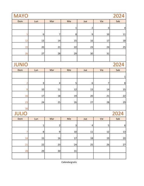 Calendario Mayo Junio Y Julio 2024