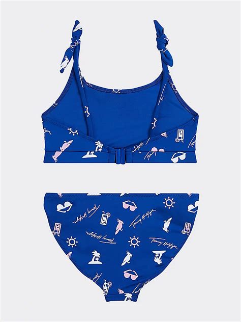 Holiday Print Bralette Bikini Set Blue Tommy Hilfiger