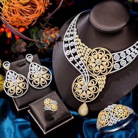 Godki Luxury Bicolor Round Flowers African Jewelry Sets For Women