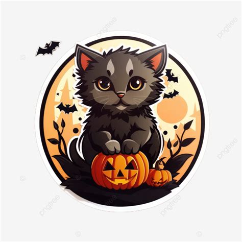 Lindo Dise O De Etiqueta De Gato De Halloween Fondo Transparente Png