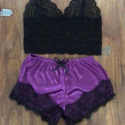 Lace Satin Lingerie Set With Bow Accent On Luulla