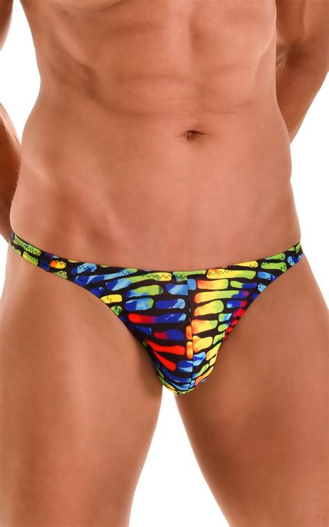 Mens Classic Brazilian Bikini Swimsuit In Tan Through Technicolor