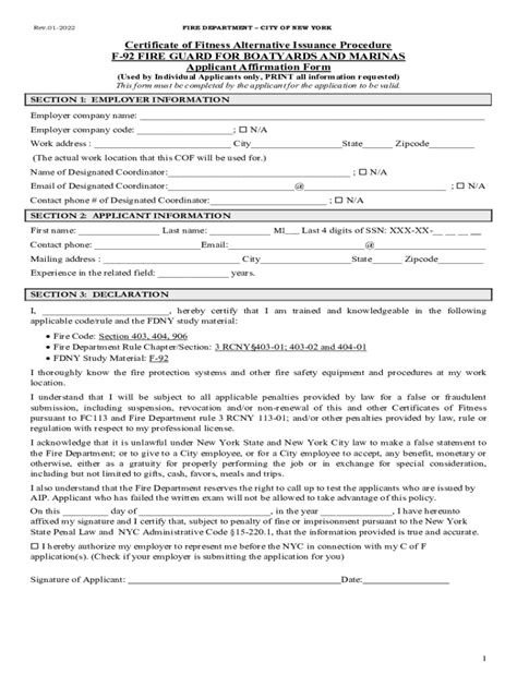 Fillable Online Fdny Certificate Of Fitness Fill Out And Sign