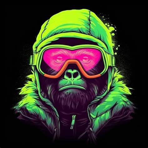 Premium Photo | A close up of a gorilla wearing a green jacket and ...