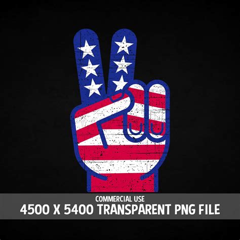 American Flag Peace Hand Sign Png Design File Patriotic Etsy