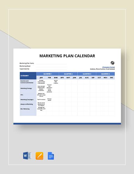 Marketing Calendar Template - 30+ Excel, PDF Documents Download