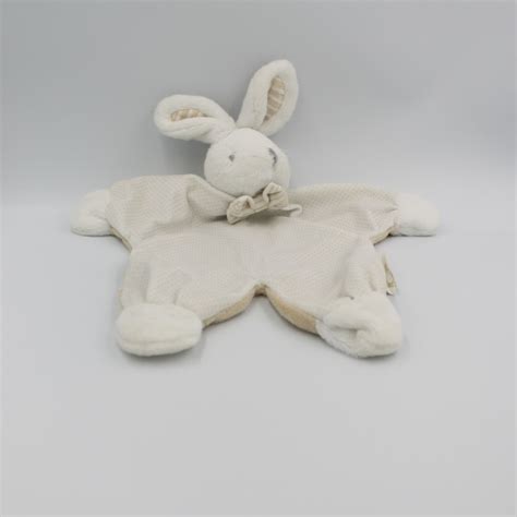 Doudou Plat Lapin Blanc Beige Pois GAMBERRITOS CASA