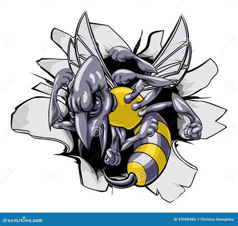 Hornet or Wasp Breaking through Wall Stock Vector - Illustration of