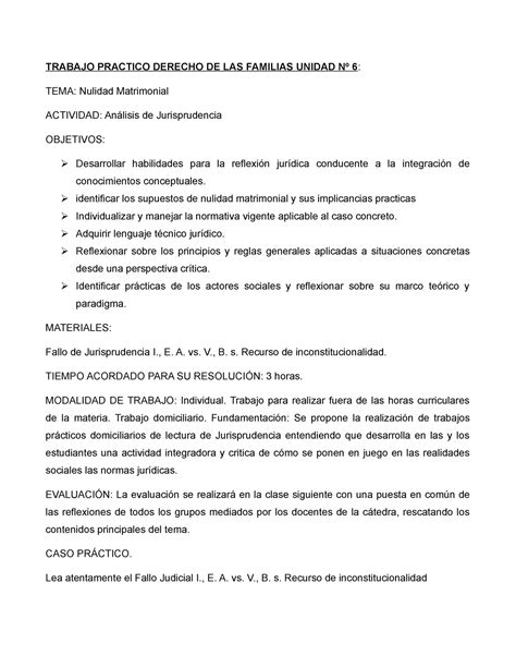 Trabajo Practico Unidad Nulidad Trabajo Practico Derecho De Las