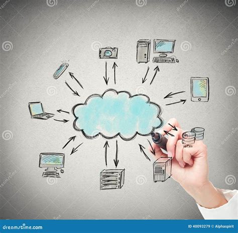 Dibujo De Una Soluci N Computacional De La Nube Stock De Ilustraci N