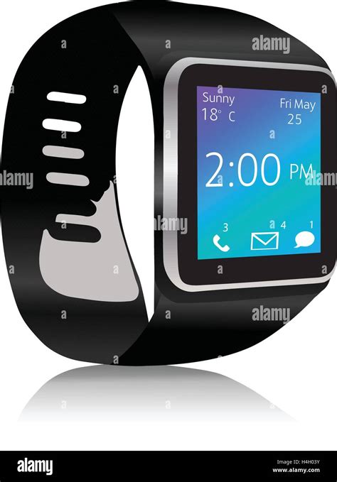 Smart Watch With Apps Icons Smartwatch With Incoming Message On Display