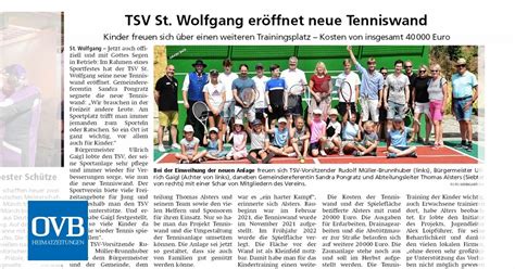 TSV St Wolfgang eröffnet neue Tenniswand OVB Heimatzeitungen