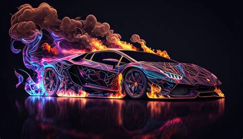 Sfondo Di Un Auto Lamborghini Con Fumo E Galaxy Vibe Generata Dall Ia