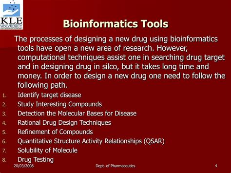 Ppt Applications Of Bioinformatics In Drug Discovery And Process