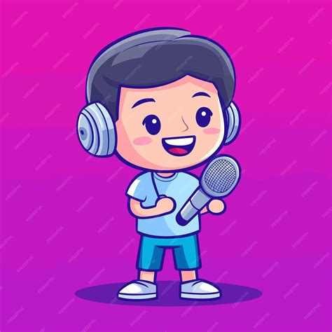 Cute Voice Actor Recording Script Vector | Premium AI-generated vector