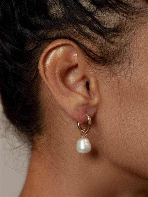 Small Pearl Hoops In Gold Pearl Hoop Earrings Pearl Hoops Small