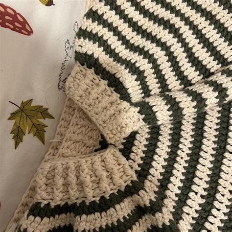 Handmade Crochet Green And White Striped Jumper Depop