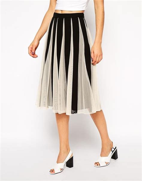 Asos Asos Pleated Midi Skirt With Mesh Inserts At Asos Latest Fashion Clothes Latest Fashion