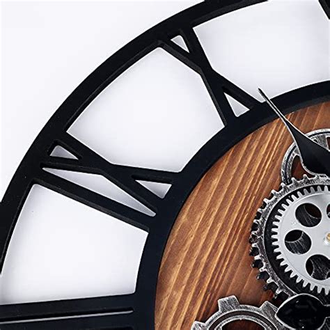 Lafocuse Inch Wooden Real Moving Gears Wall Clock Black Large