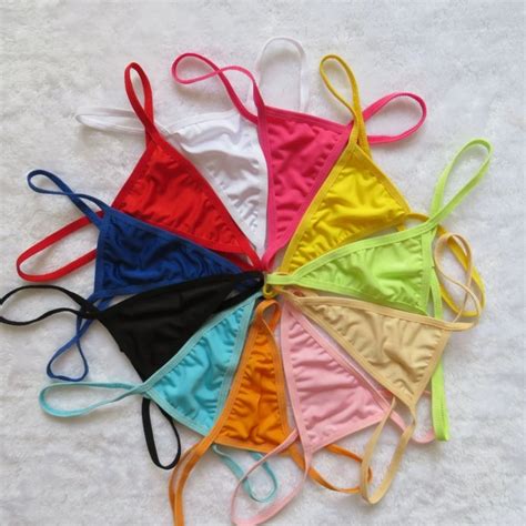 Seksi Monokini saf renk kadın maillot g string kadınlar mikro Bikini katı dize iç çamaşırı