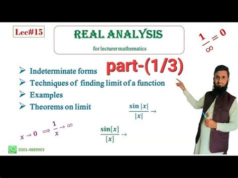 Real Analysis Lec Indeterminate Forms And Techniques To Find