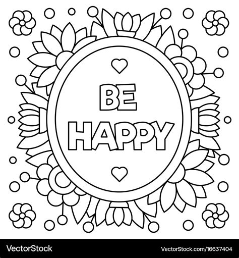 Be happy coloring page Royalty Free Vector Image