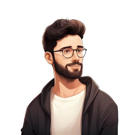 Premium Ai Image Cartoon Man With Glasses And Beard In A Black Jacket