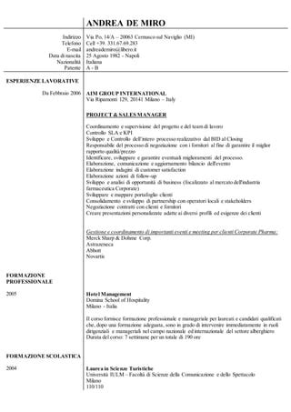 Cv Andrea De Miro Italiano Pdf