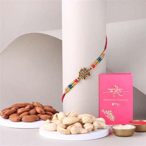 Send Sneh Designer Peacock Rakhi With Almond Singapore Online