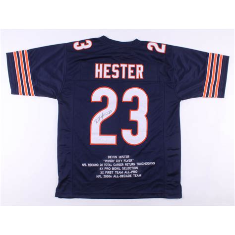 Devin Hester Signed Career Highlight Stat Jersey Jsa Coa Pristine