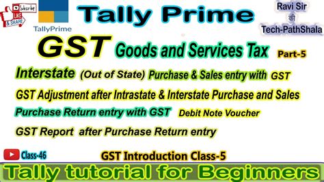 Interstate Sales And Purchase In Tally Purchase Return Entry With Gst