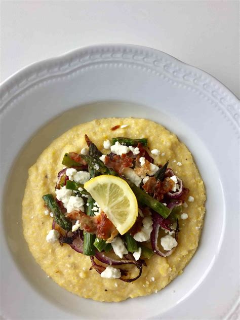 Creamy Polenta With Feta Asparagus Prosciutto Recipe Food Soul