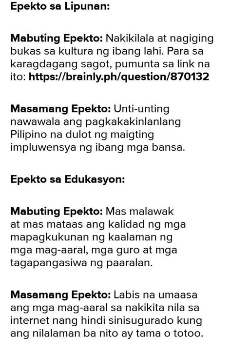 Paano Nakaka Apekto Ang Globalisasyon Sa Pilipinas Brainly Ph