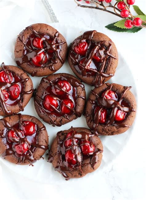 Chocolate Cherry Thumbprint Cookies Yummy Tummies