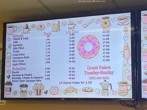 Menu At Donut Palace Desserts Pearl River