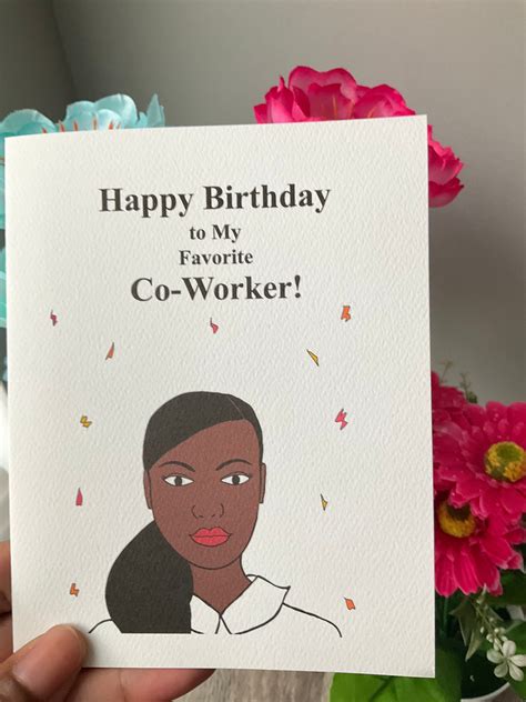 Co Worker Birthday Card Happy Birthday Co Worker Card Black Etsy