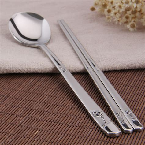 Sg Stock Stainless Steel Korean Spoon And Chopsticks Double