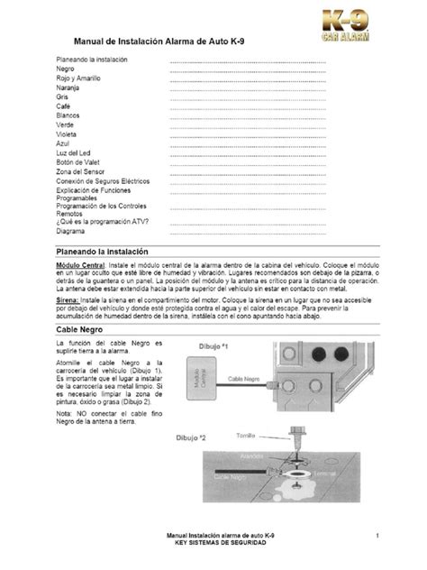 Manual De Instalación Alarma De Auto K 9 Pdf