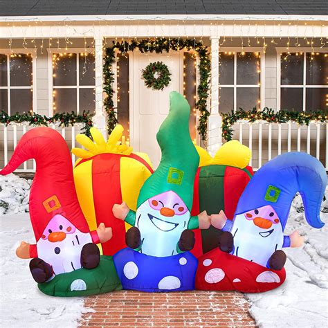 Joiedomi Large Christmas Three Happy Gnomes Inflatable 6 Ft Joiedomi