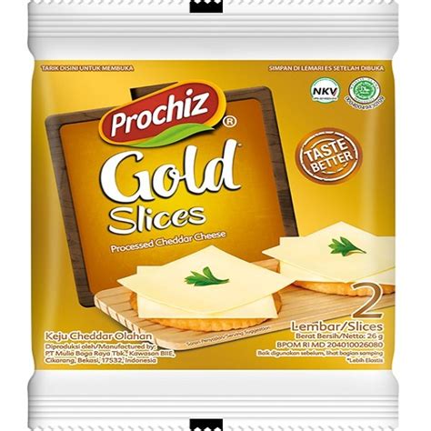 Jual Prochiz Gold Cheddar Cheese Slice 26gr Isi 2 Lembar Keju Cedar