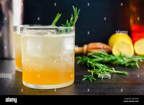 Sparkling Rosemary Lemon Bourbon Cocktail American Whiskey Cocktails