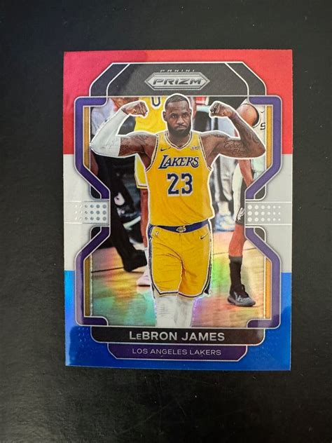 2021 22 Panini Prizm Lebron James Red White Blue Prizm 91 Los