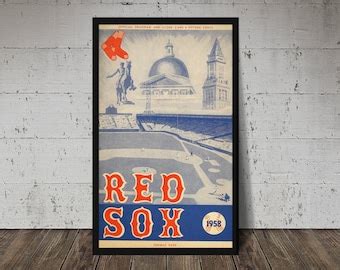 Boston Red Sox Print Vintage Baseball Poster Retro Etsy