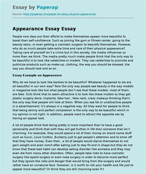 Appearance Essay Free Essay Example