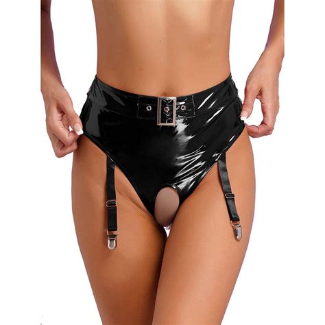 Cheap Women S Wetlook Thong Slip Open Shorts Lingerie Patent Leather